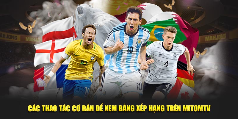 Các thao tác cơ bản để xem bảng xếp hạng trên MitomTV